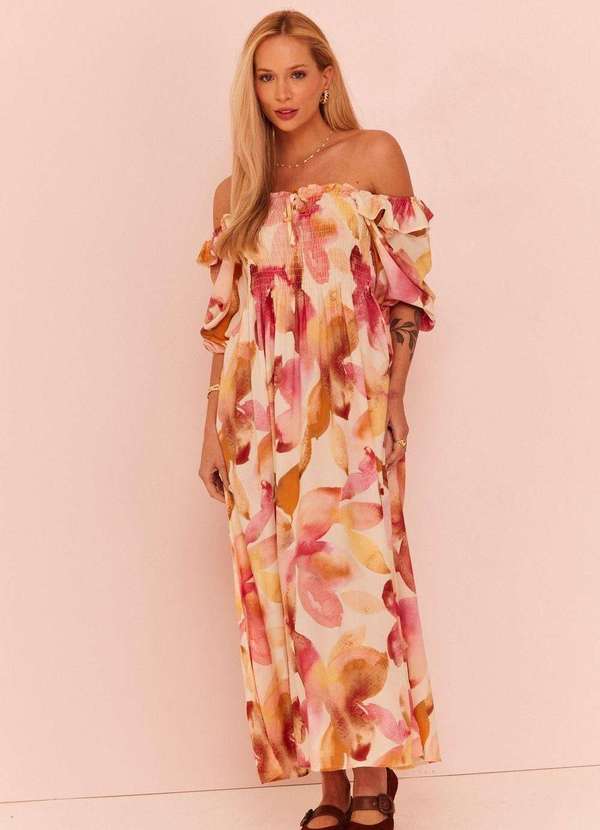 In Love - Vestido Midi Laura Floral Fundo Off Estampado 3