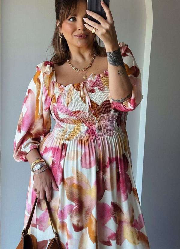 In Love - Vestido Midi Laura Floral Fundo Off Estampado 4