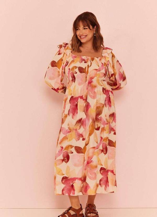 In Love - Vestido Midi Laura Floral Fundo Off Estampado 5