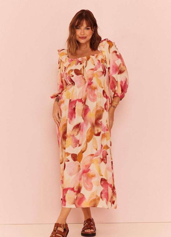 In Love - Vestido Midi Laura Floral Fundo Off Estampado 7