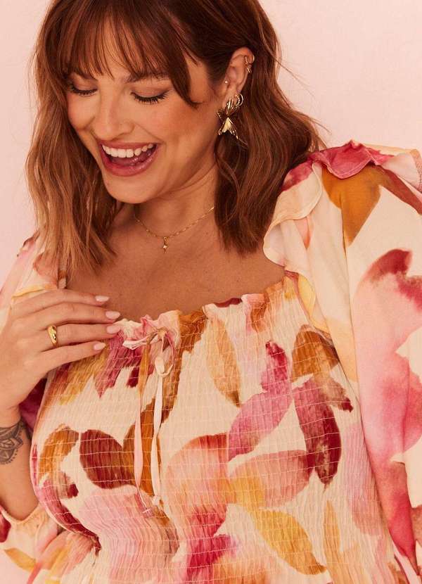 In Love - Vestido Midi Laura Floral Fundo Off Estampado 8