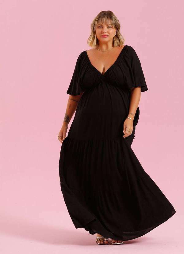 In Love - Vestido Midi Louise Preto Preto