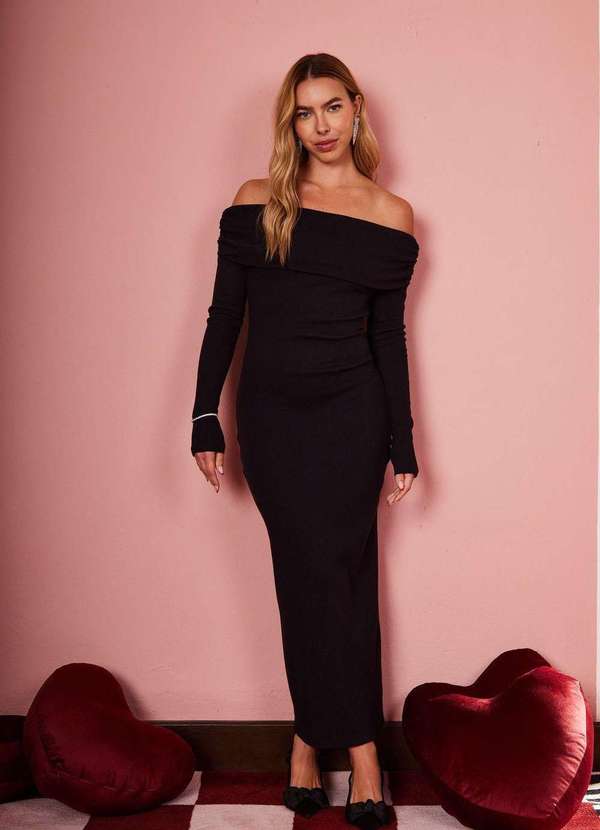 In Love - Vestido Midi Morgana Preto Preto