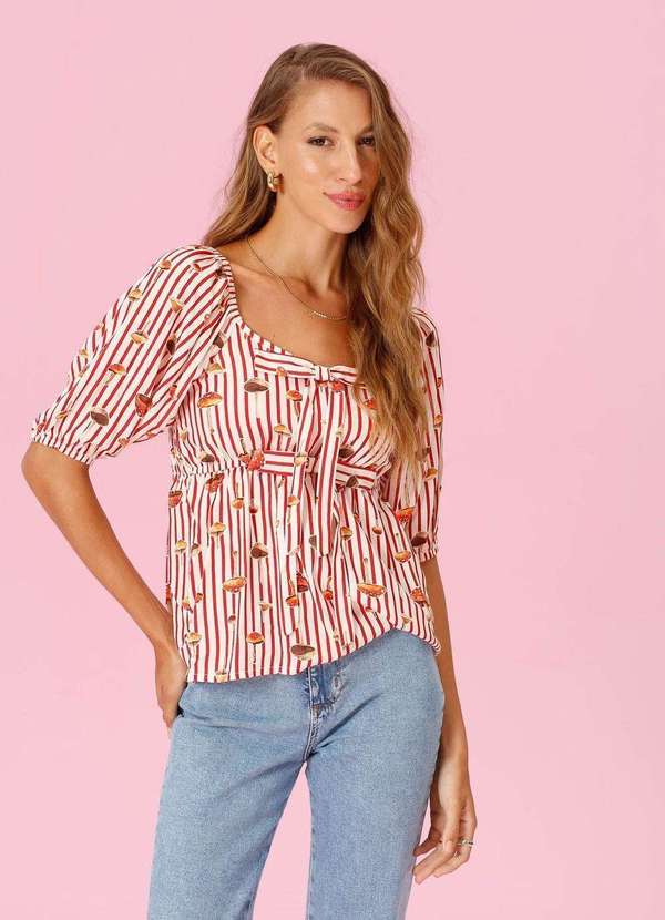 In Love - Blusa Fabricia Estampa Cogumelos Estampado