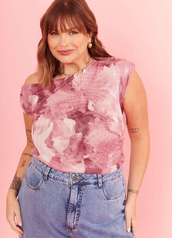 In Love - Blusa Nathalia Rosa Manchado Rosa 2