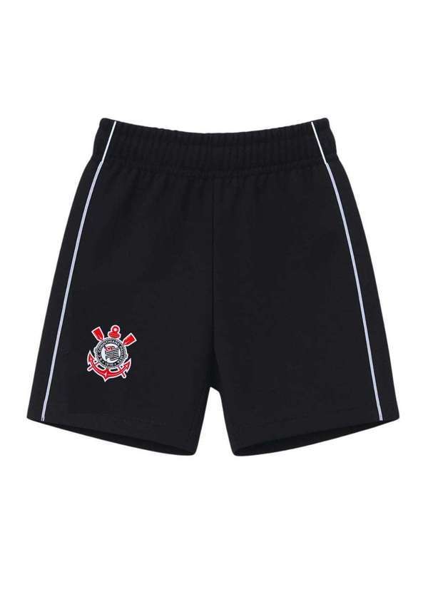 Revedor - Shorts Infantil Corinthians Bermuda Calção Preto Oficial Preto
