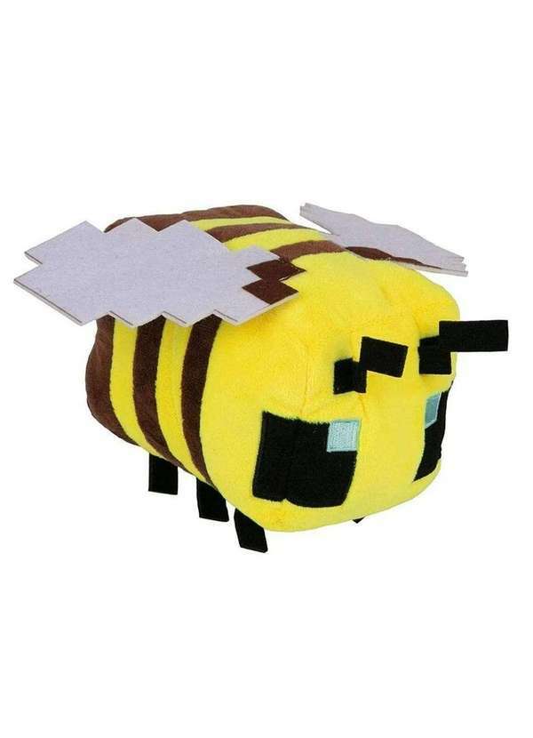 Minas de Presentes - Abelha de Pelúcia Minecraft Macia Fofa e Divertida 20cm Amarelo
