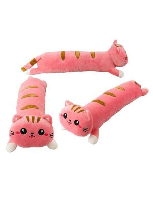 Minas de Presentes - Almofada de Pelúcia Gato Rosa Mostrando a Língua 60cm Rosa