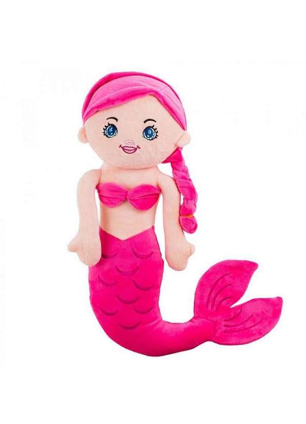Minas de Presentes - Boneca Sereia Pelúcia Pink 37cm Branco