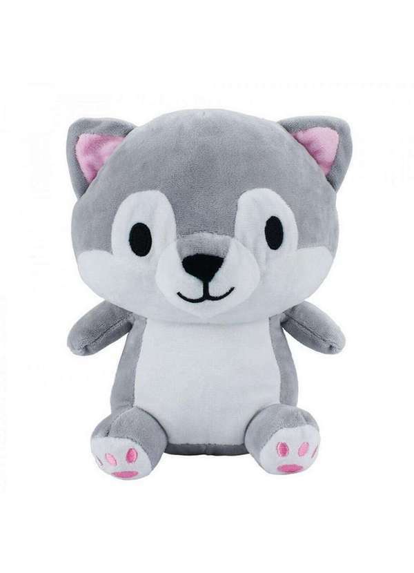 Minas de Presentes - Cachorro Pelúcia Cinza Sentado Fofinho 22cm Cinza