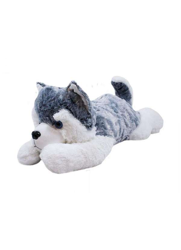 Minas de Presentes - Cachorro Pelúcia Husky Deitado 58cm Branco