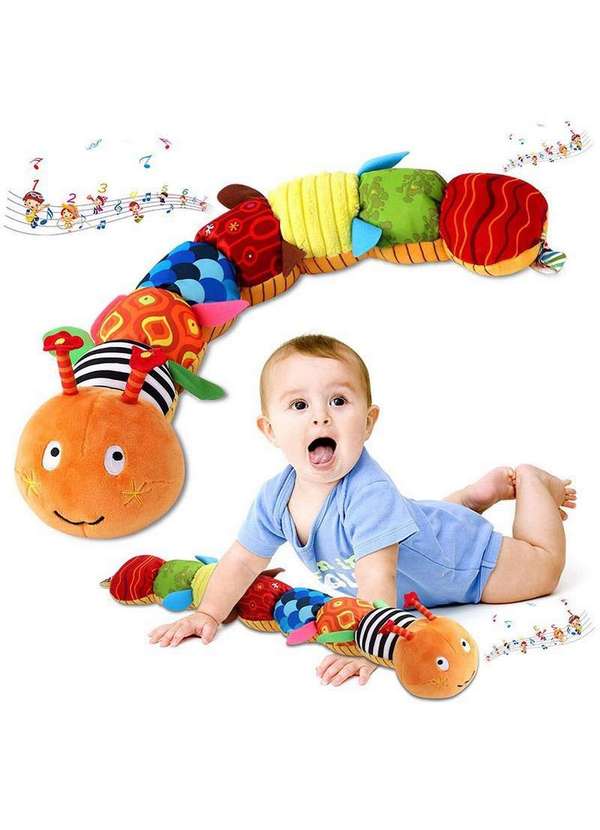 Minas de Presentes - Centopéia Musical Colorida com Chocalho Bebê Branco