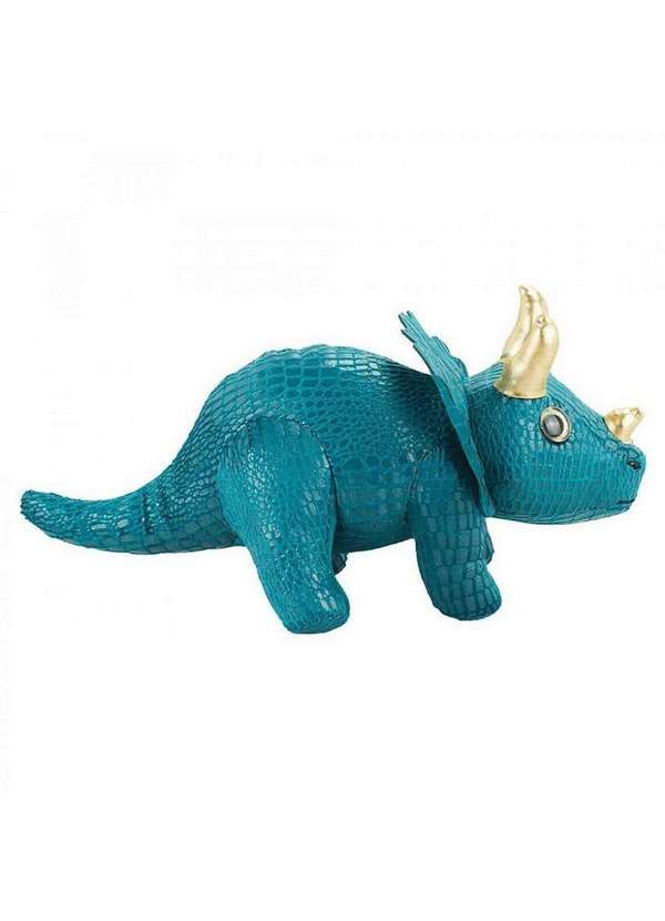 Minas de Presentes - Dinossauro de Pelúcia Verde Escuro Triceratops 32cm Verde 3