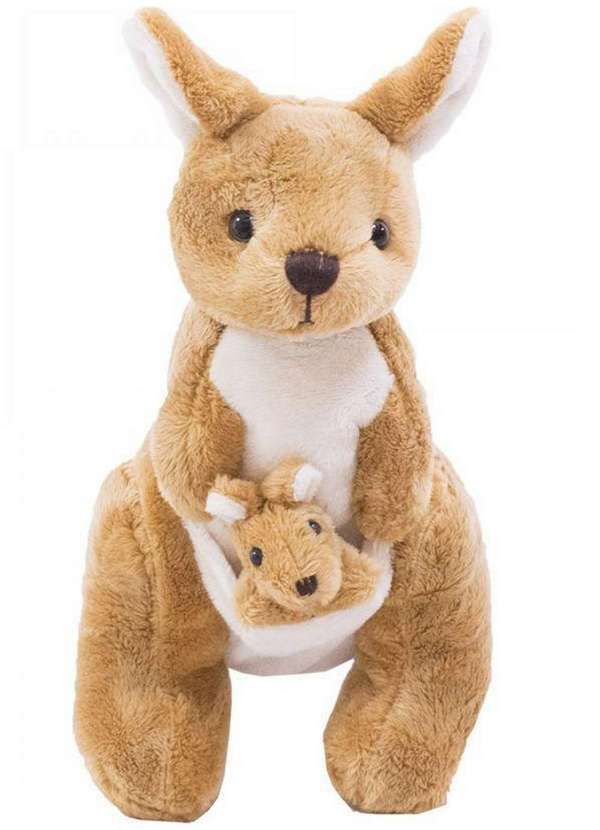 Minas de Presentes - Pelúcia Canguru Bege com Filhote 26cm Bege
