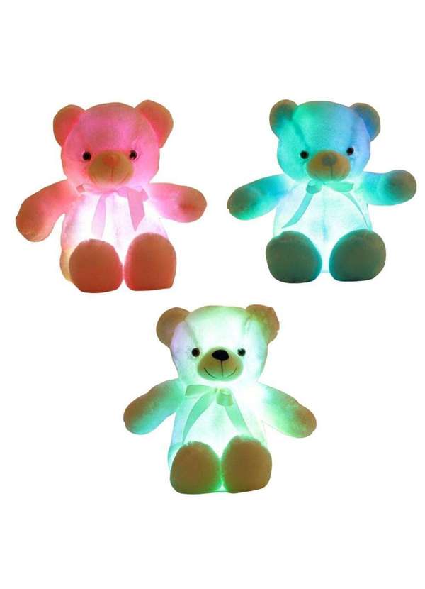 Minas de Presentes - Ursinho de Pelúcia com Luz Led Colorido 30cm Bege