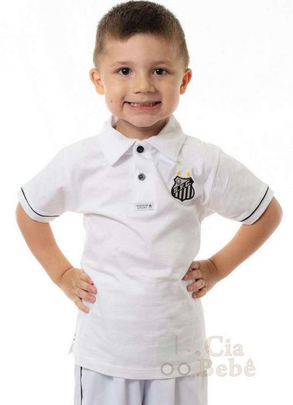 Revedor - Camisa Polo Infantil Santos Branca Oficial Branco