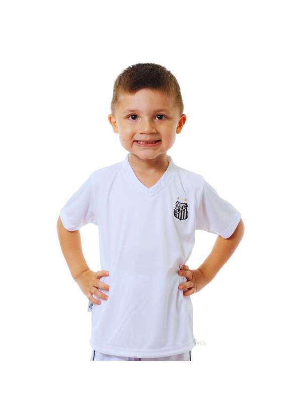 Revedor - Camiseta Infantil Santos Branca Gola V Oficial Branco