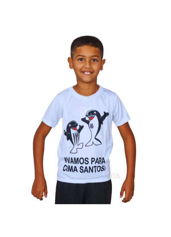 Revedor - Camiseta Infantil Santos Branca Mascote Oficial Branco