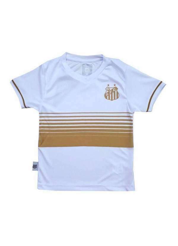 Revedor - Camiseta Infantil Santos Estampa Dourada Oficial Branco