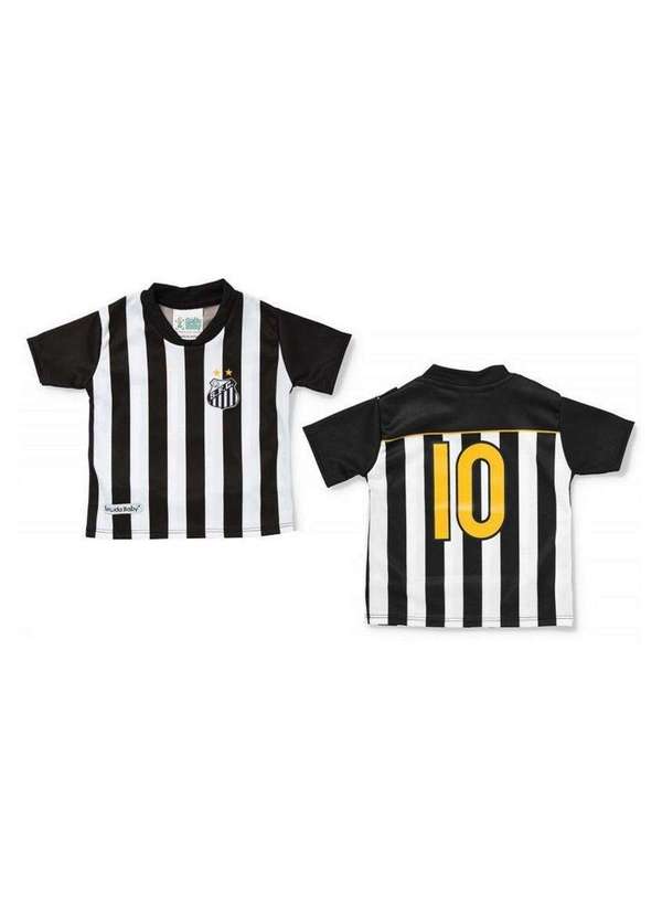 Torcida Baby - Camiseta Infantil Santos Listrada - Torcida Baby Preto / Branco
