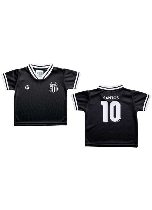 Torcida Baby - Camiseta Infantil Santos Preta - Torcida Baby Preto / Branco