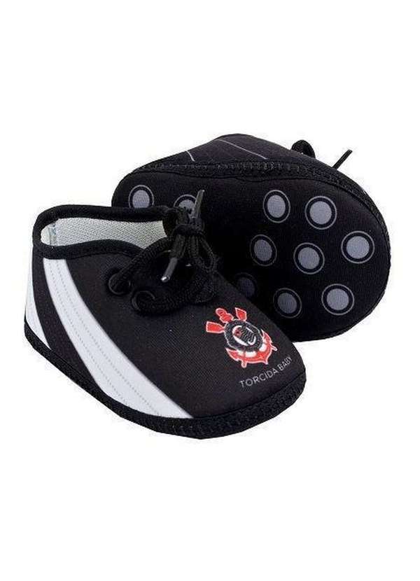 Torcida Baby - Sapatinho Bebê Corinthians Chuteira Preta Oficial Preto