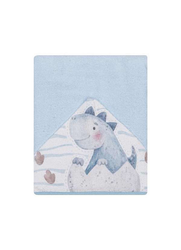 Papi - Toalha de Banho Bebê Felpuda Dino Azul 90x70cm Papi Azul