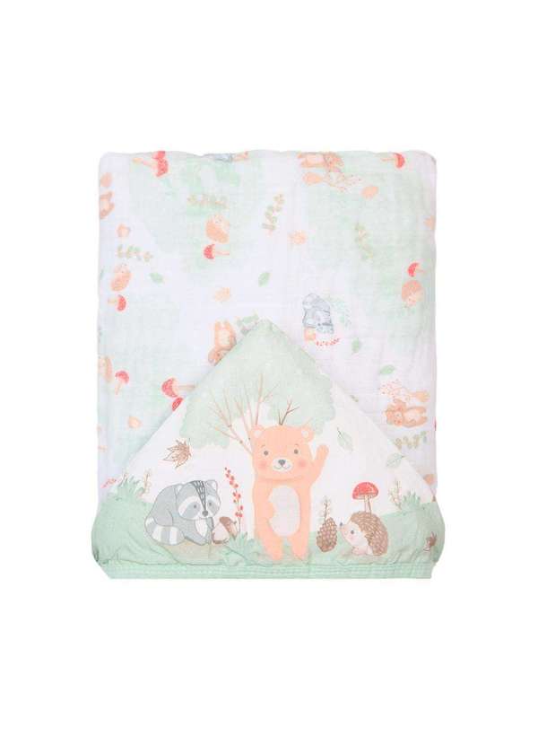 Papi - Toalha de Banho Infantil Soft com Capuz Floresta 90x80cm Verde