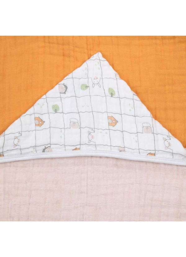 Papi - Toalha de Banho Infantil Soft Premium com Capuz Animais Papi Laranja 2