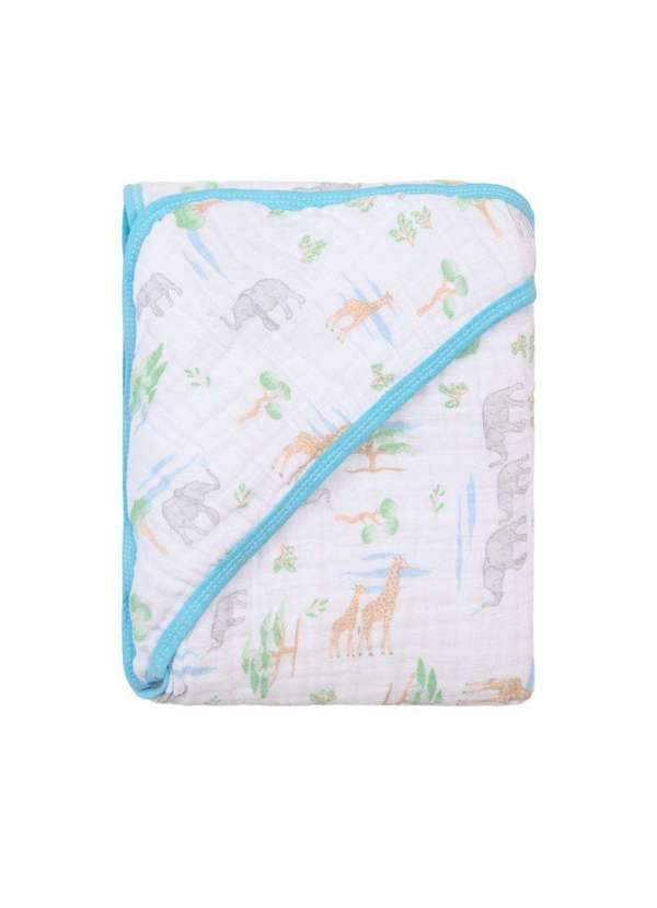 Papi - Toalha de Banho Soft Infantil Africa c/ Capuz 80x80cm Papi Azul