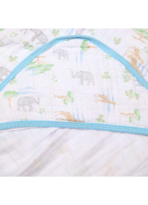 Papi - Toalha de Banho Soft Infantil Africa c/ Capuz 80x80cm Papi Azul 2