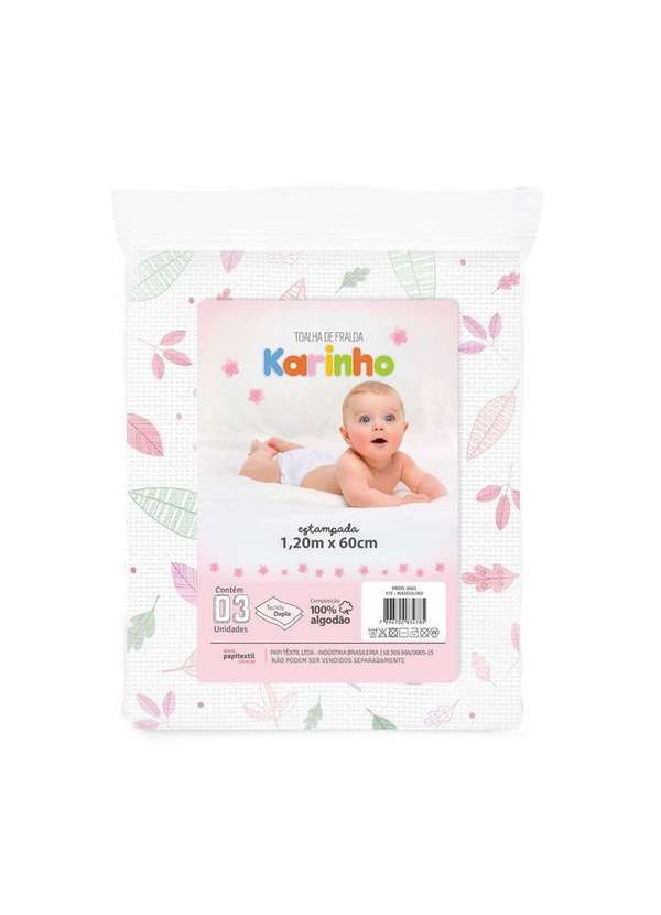 Papi - Toalha de Fralda Bebê Rosa Contém 03 Un Karinho Rosa
