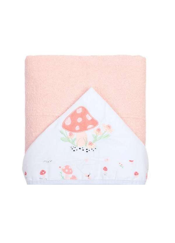 Papi - Toalhão de Banho Bebê Cogumelo Felpudo Forrado c/ Capuz Papi Rosa