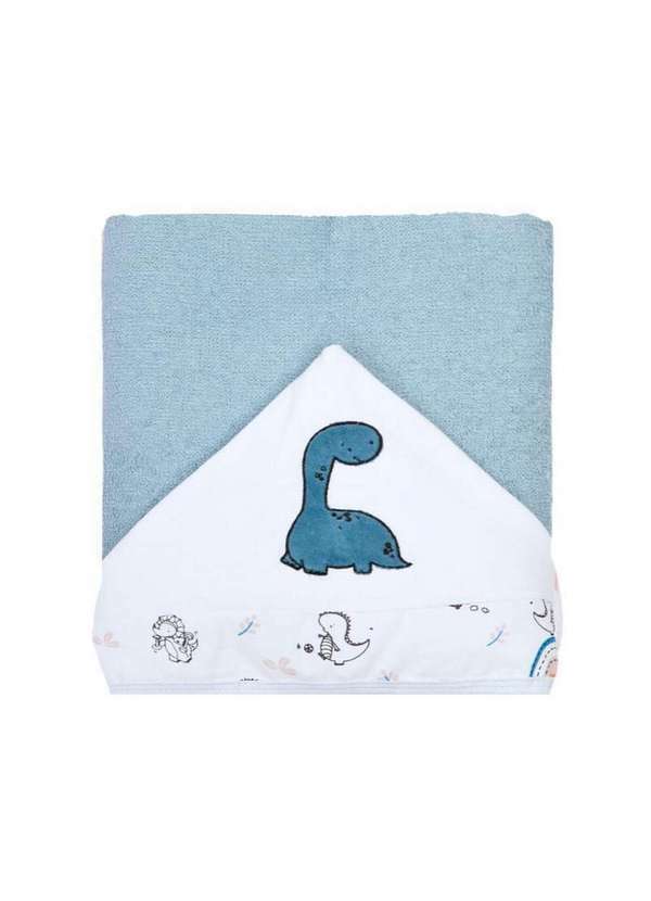 Papi - Toalhão de Banho Bebê Dino Felpudo Forrado c/ Capuz Azul