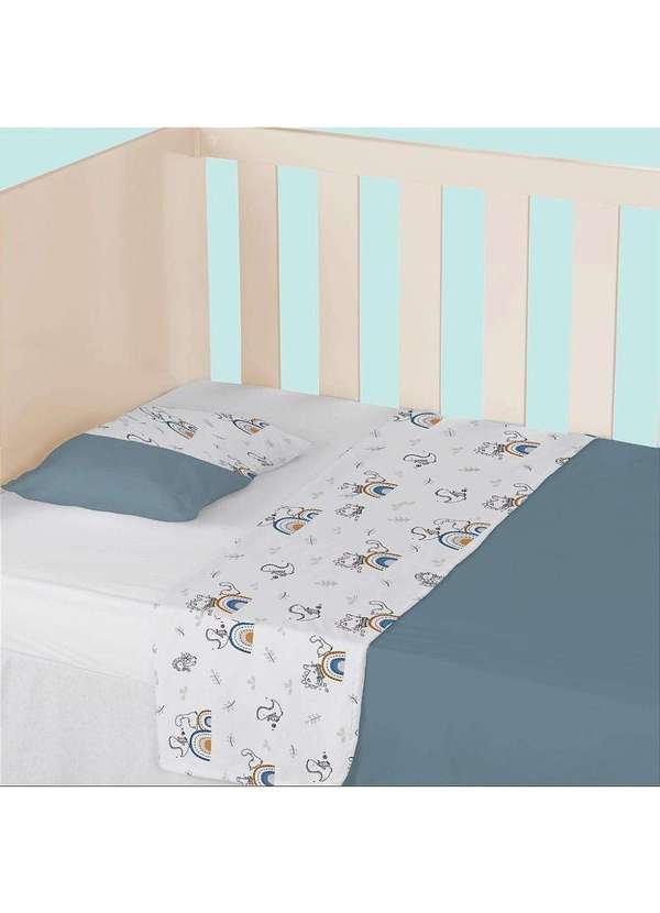 Papi - Jogo de Berço Bebê Azul Escuro Tamanho Americano 3 Pçs Papi Verde 2