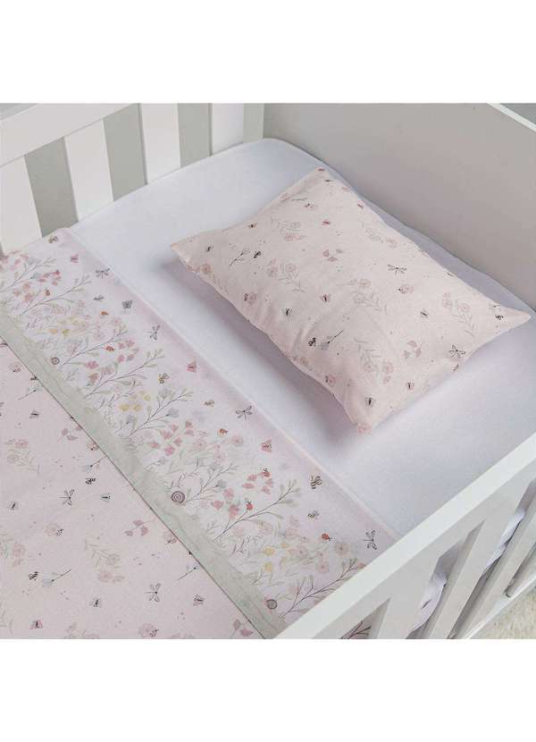 Papi - Jogo de Berço Flores Contém 03 Peças Papi Rosa