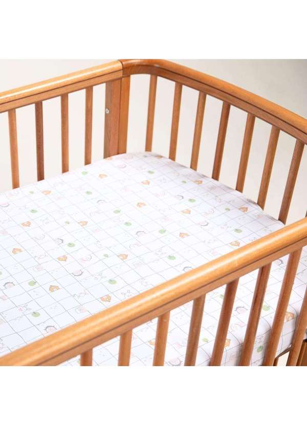 Papi - Lençol Avulso Bebê Animais c/ Elástico Tamanho Americano Branco