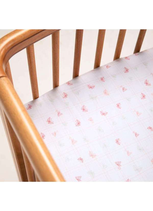 Papi - Lençol Avulso Bebê Borboleta c/ Elástico Tamanho Americano Branco 2