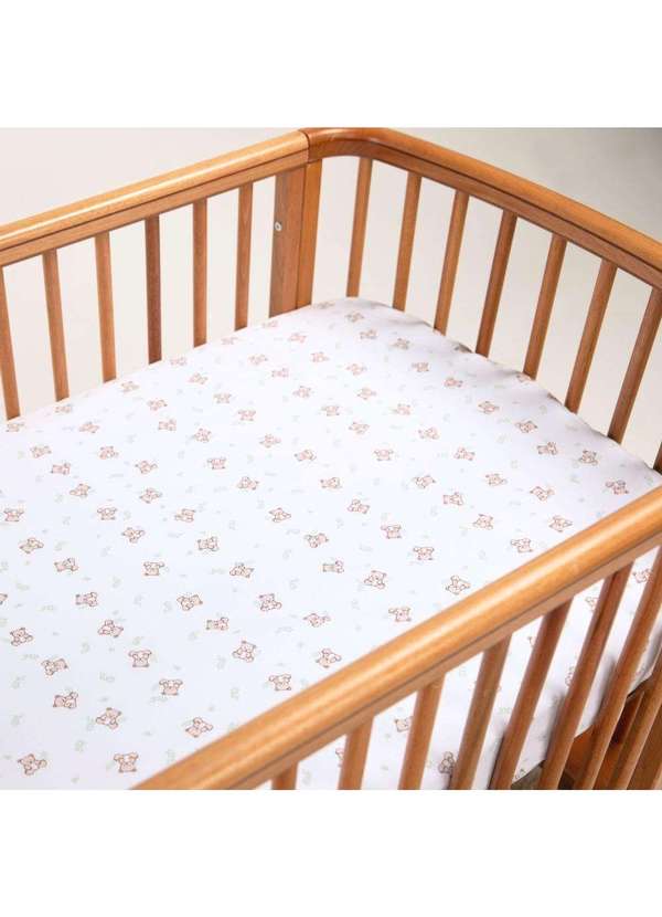 Papi - Lençol Avulso Bebê Ursinho c/ Elástico Tamanho Americano Branco