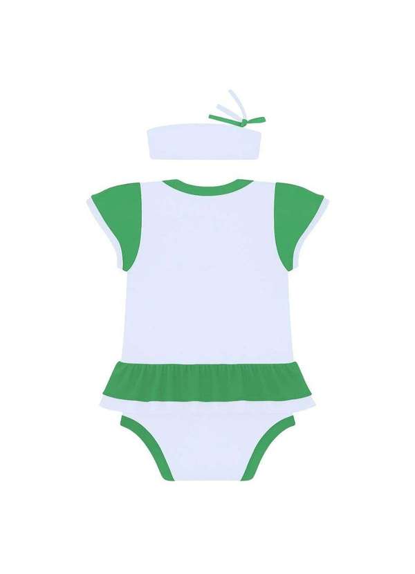 Revedor - Body Vestido Bebê Palmeiras com Tiara Oficial Branco 3