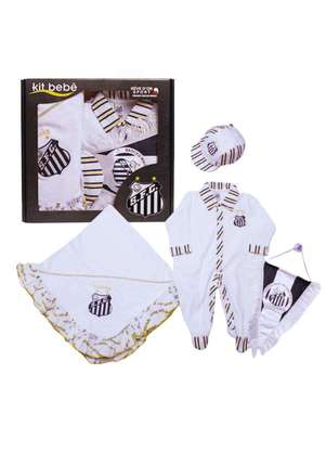 Revedor Kit Bebê Santos Saída de Maternidade Macacão Manta e Boné Branco