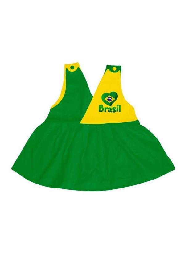 Torcida Baby - Vestido Bebê Brasil Decote V - Torcida Baby Amarelo
