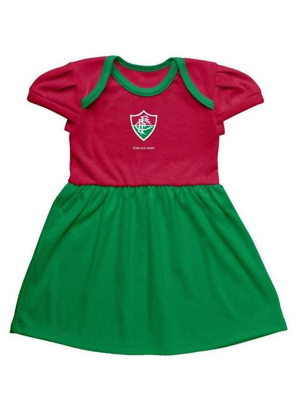 Torcida Baby - Vestido Infantil Fluminense Canelado Torcida Baby Grená / Verde