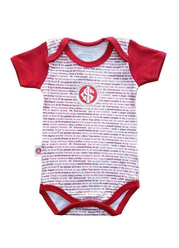 Revedor - Body Bebê Internacional Hino Oficial Branco / Vermelho