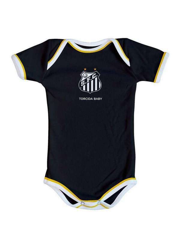 Torcida Baby - Body Bebê Santos Oficial Manga Curta Preto Torcida Baby Preto