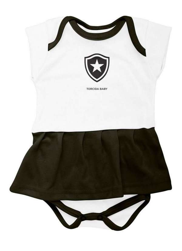 Torcida Baby - Body Bebê Vestido Botafogo - Torcida Baby Branco / Preto