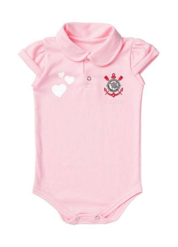 Torcida Baby - Body Corinthians Polo Rosa Torcida Baby Rosa 2