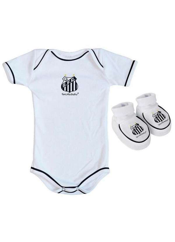 Torcida Baby - Body e Pantufa Bebê Santos Branco - Torcida Baby Branco