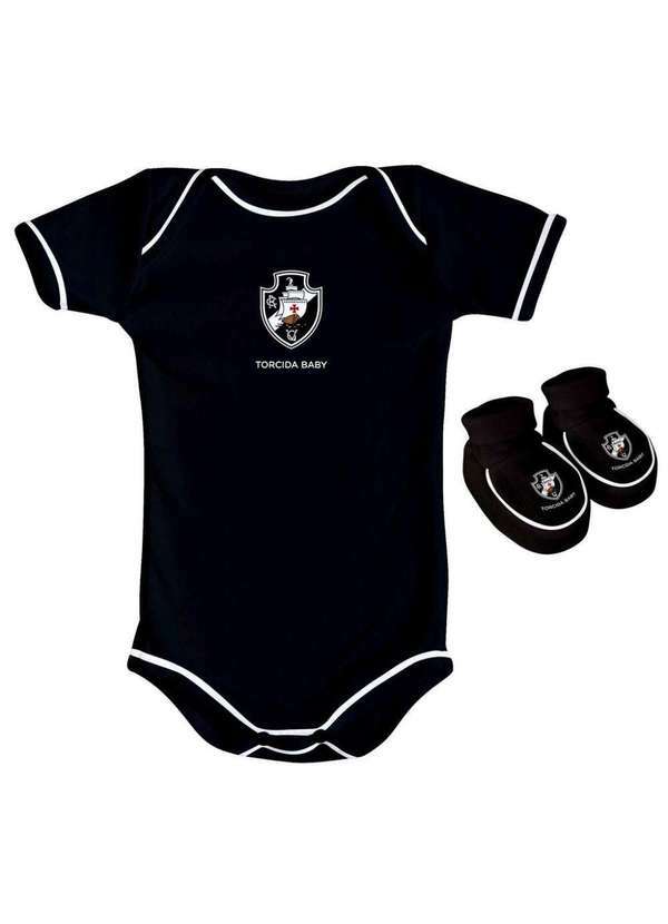 Torcida Baby - Body e Pantufa Vasco Preto Torcida Baby Preto