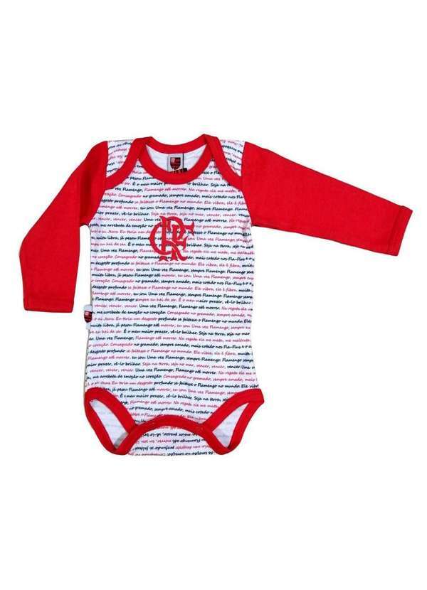 Revedor - Body Flamengo Hino Manga Longa Oficial Branco / Vermelho